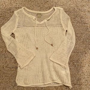 Lucky Brand Mesh Ivory Sweater